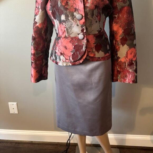KASPER BEAUTIFUL SALMON AND TAUPE SKIRT - SZ 12 - Picture 1 of 2